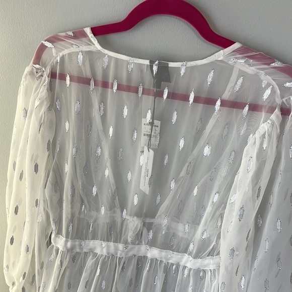 Express White Tie Front Cover Up with Silver Accents - Picture 7 of 8